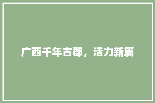 广西千年古郡，活力新篇
