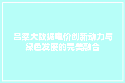 吕梁大数据电价创新动力与绿色发展的完美融合