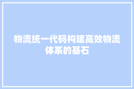 物流统一代码构建高效物流体系的基石