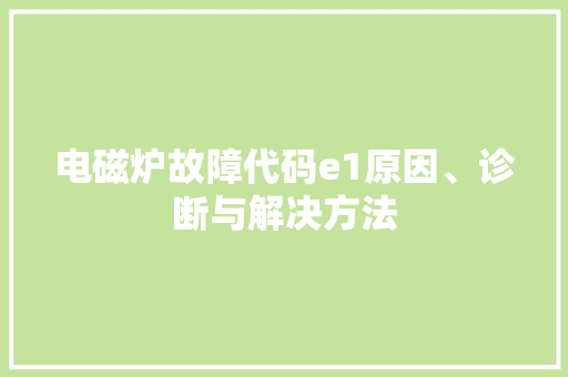 电磁炉故障代码e1原因、诊断与解决方法