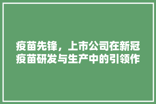 疫苗先锋，上市公司在新冠疫苗研发与生产中的引领作用