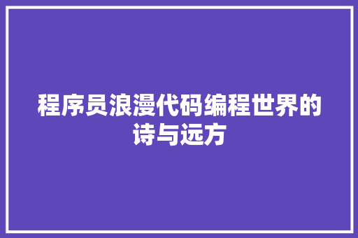 程序员浪漫代码编程世界的诗与远方