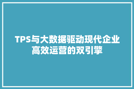 TPS与大数据驱动现代企业高效运营的双引擎