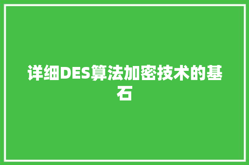 详细DES算法加密技术的基石