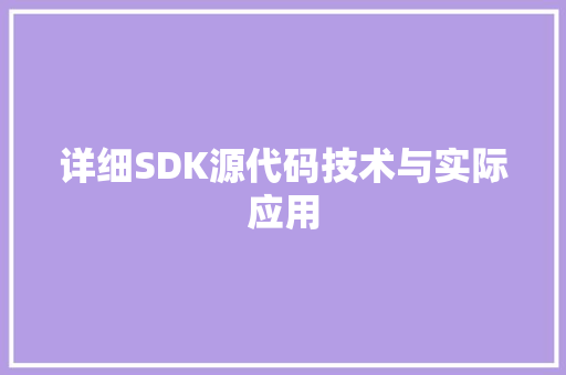 详细SDK源代码技术与实际应用