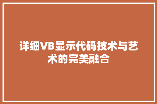详细VB显示代码技术与艺术的完美融合