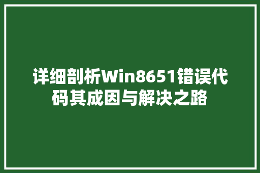 详细剖析Win8651错误代码其成因与解决之路