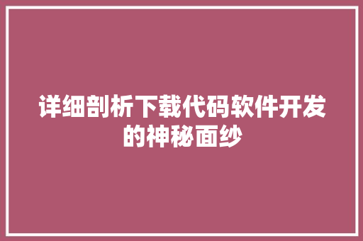 详细剖析下载代码软件开发的神秘面纱