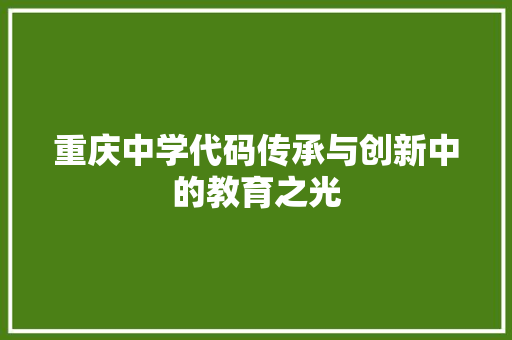 重庆中学代码传承与创新中的教育之光