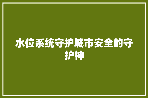 水位系统守护城市安全的守护神