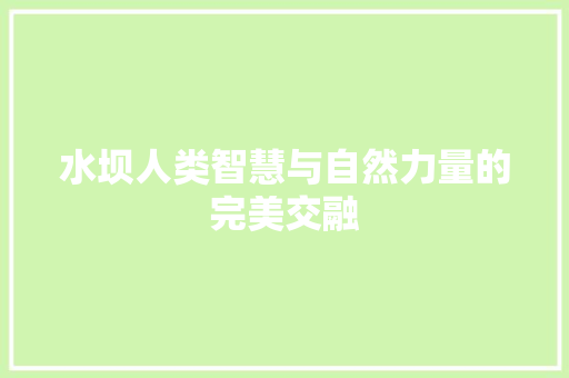 水坝人类智慧与自然力量的完美交融  第1张
