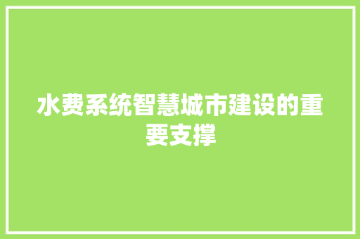 水费系统智慧城市建设的重要支撑