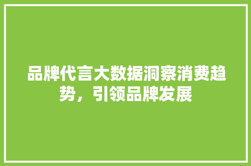 品牌代言大数据洞察消费趋势，引领品牌发展  第1张