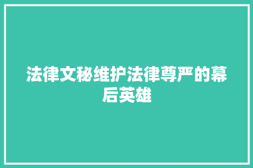 法律文秘维护法律尊严的幕后英雄