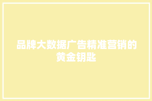 品牌大数据广告精准营销的黄金钥匙  第1张