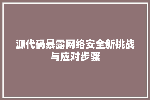 源代码暴露网络安全新挑战与应对步骤