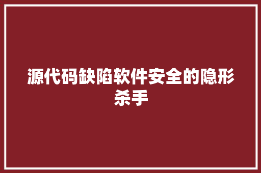 源代码缺陷软件安全的隐形杀手