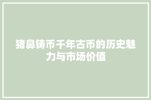 猪鼻铸币千年古币的历史魅力与市场价值