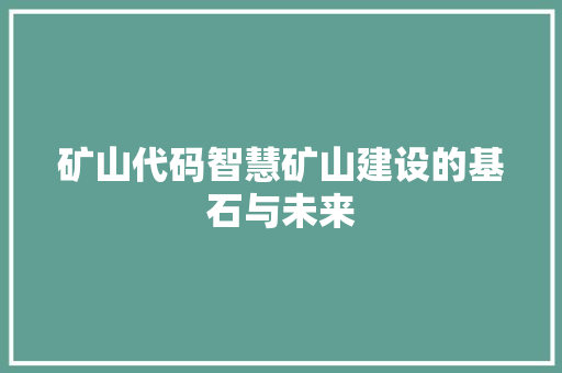 矿山代码智慧矿山建设的基石与未来