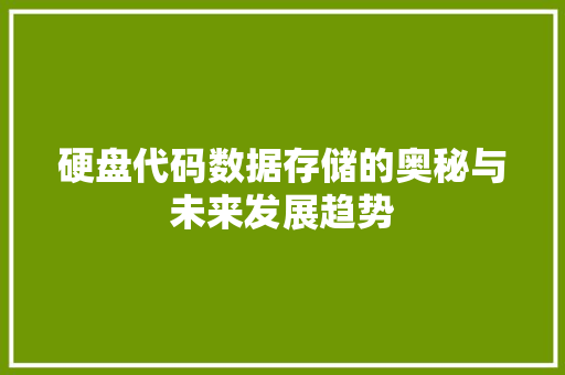 硬盘代码数据存储的奥秘与未来发展趋势