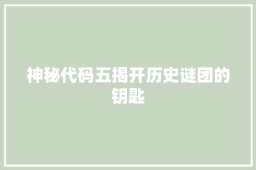 神秘代码五揭开历史谜团的钥匙