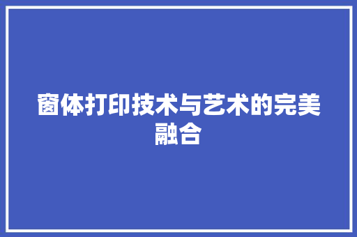 窗体打印技术与艺术的完美融合