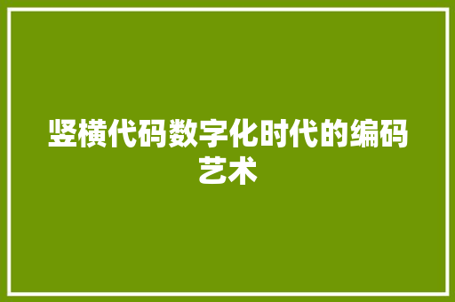 竖横代码数字化时代的编码艺术