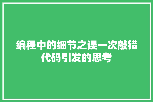 编程中的细节之误一次敲错代码引发的思考
