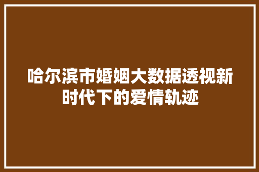 哈尔滨市婚姻大数据透视新时代下的爱情轨迹
