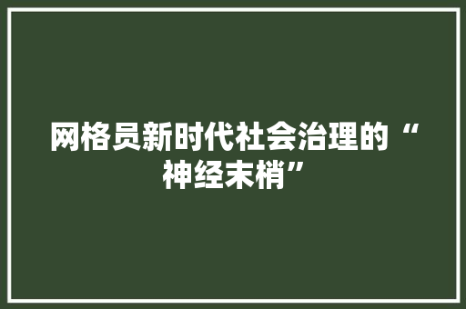 网格员新时代社会治理的“神经末梢”