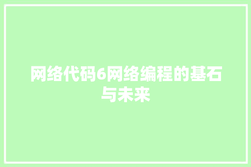 网络代码6网络编程的基石与未来