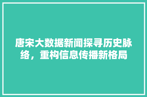 唐宋大数据新闻探寻历史脉络，重构信息传播新格局