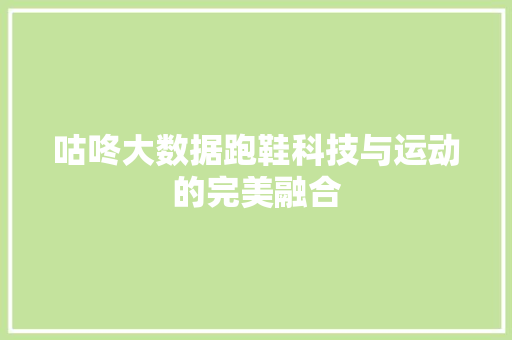 咕咚大数据跑鞋科技与运动的完美融合