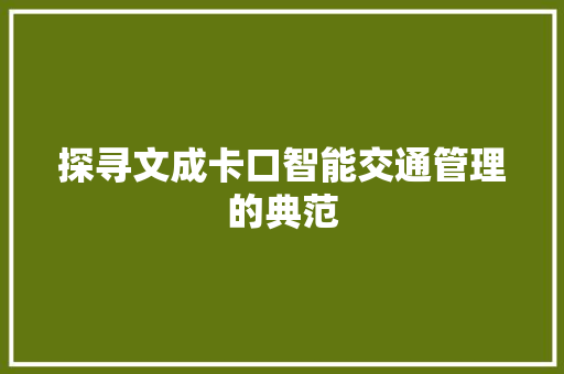 探寻文成卡口智能交通管理的典范  第1张
