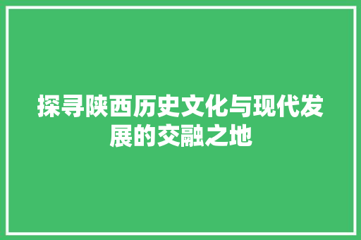 探寻陕西历史文化与现代发展的交融之地