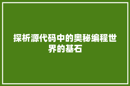 探析源代码中的奥秘编程世界的基石