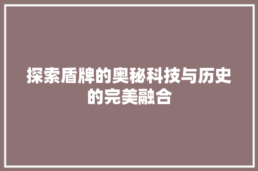 探索盾牌的奥秘科技与历史的完美融合