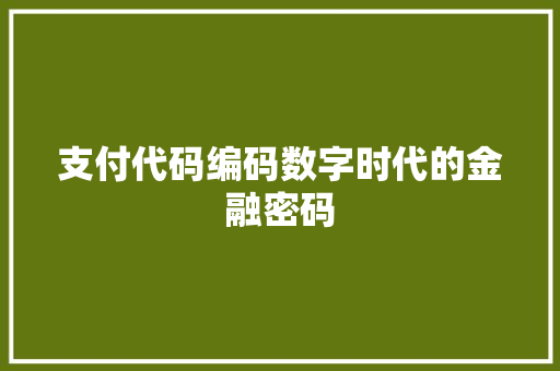 支付代码编码数字时代的金融密码