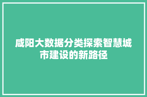 咸阳大数据分类探索智慧城市建设的新路径  第1张