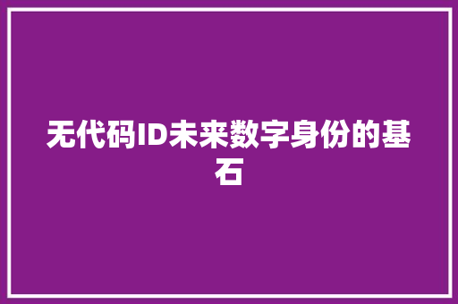 无代码ID未来数字身份的基石