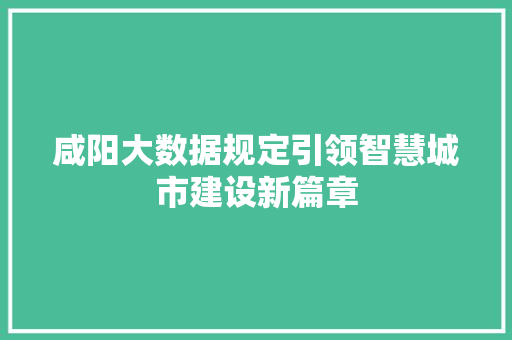 咸阳大数据规定引领智慧城市建设新篇章