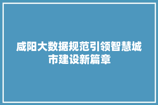 咸阳大数据规范引领智慧城市建设新篇章  第1张