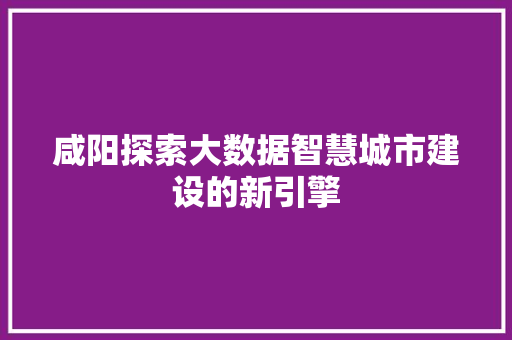 咸阳探索大数据智慧城市建设的新引擎