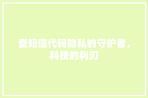 查短信代码隐私的守护者，科技的利刃