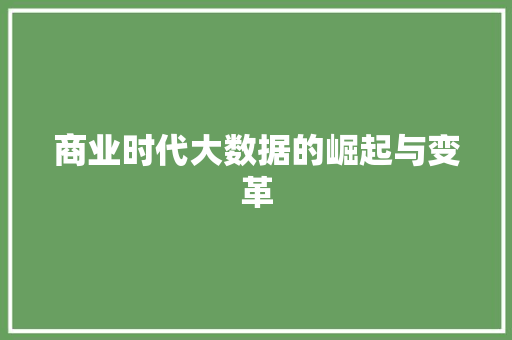 商业时代大数据的崛起与变革  第1张
