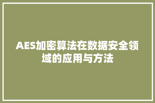 AES加密算法在数据安全领域的应用与方法