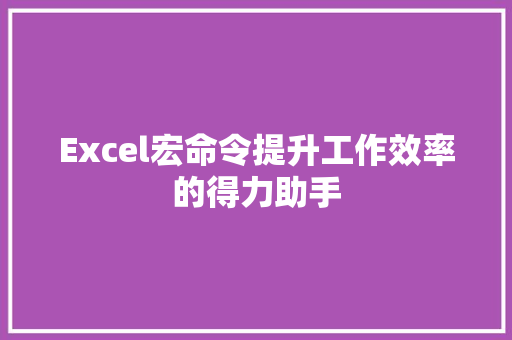 Excel宏命令提升工作效率的得力助手