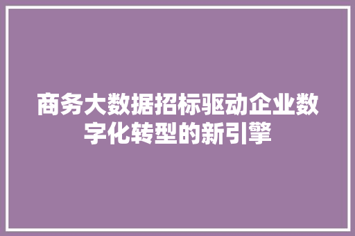 商务大数据招标驱动企业数字化转型的新引擎  第1张
