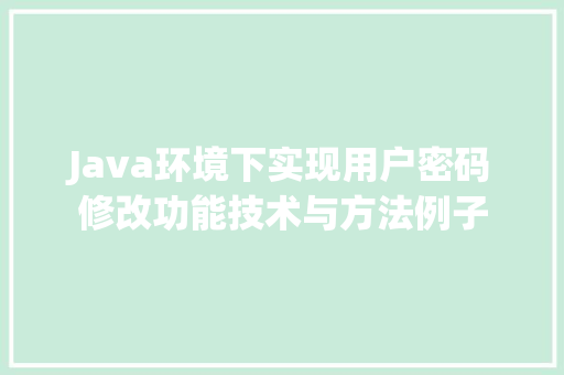 Java环境下实现用户密码修改功能技术与方法例子