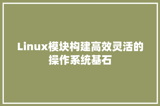 Linux模块构建高效灵活的操作系统基石